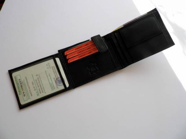 Geldbörse, Portemonnaie, Unisex, schwarz, Leder